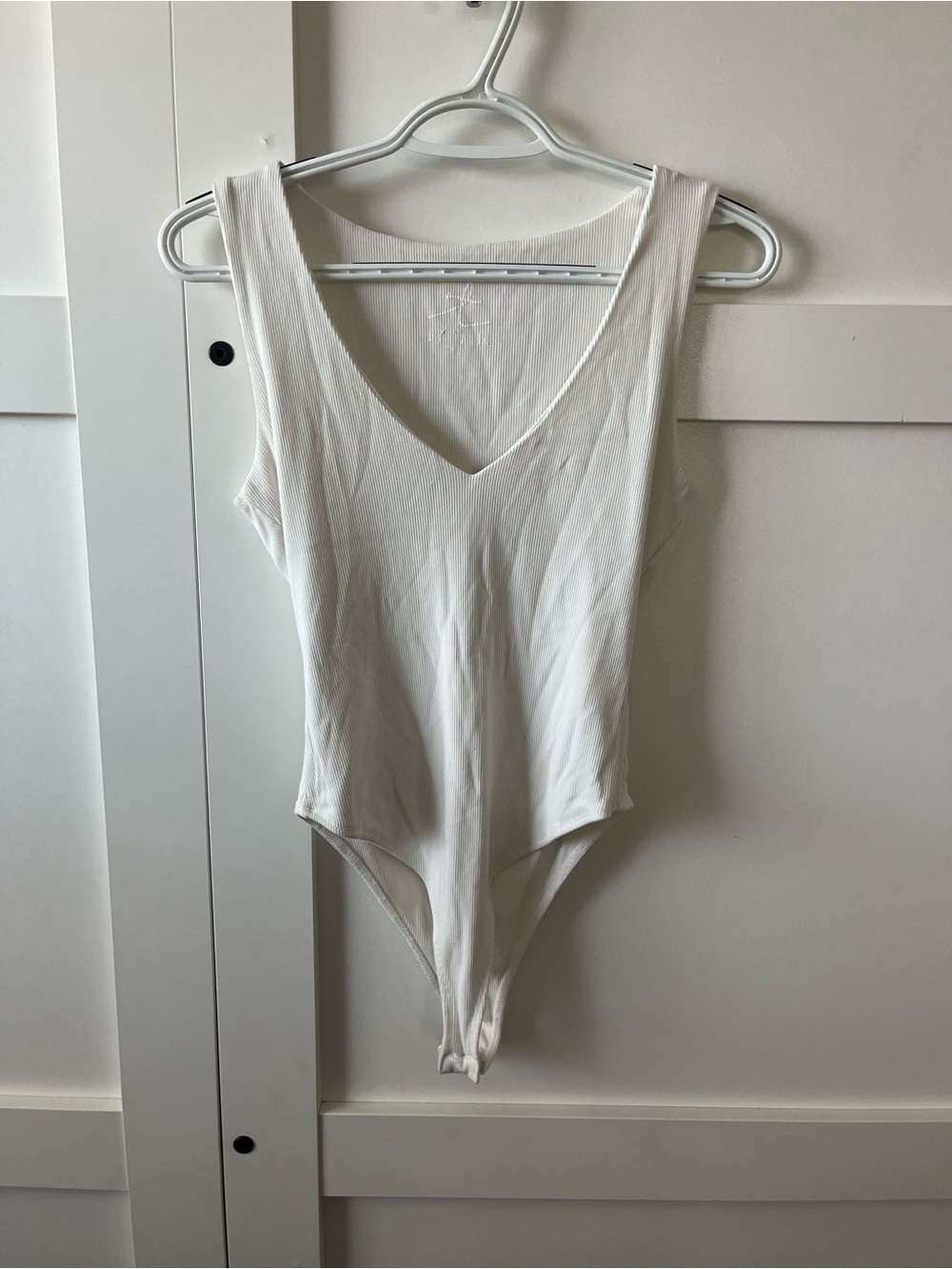 Classic White V-Neck Women's Bodysuit